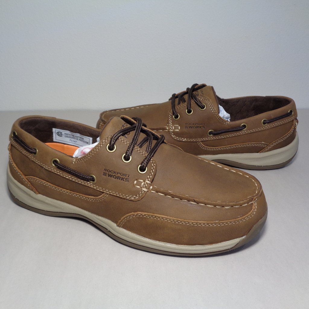 Rockport Size 11 M Sailing Club Leather New Men's Steel Toe Boat Work Shoes